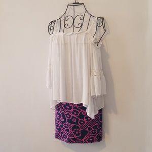 White cold-shoulder peasant blouse